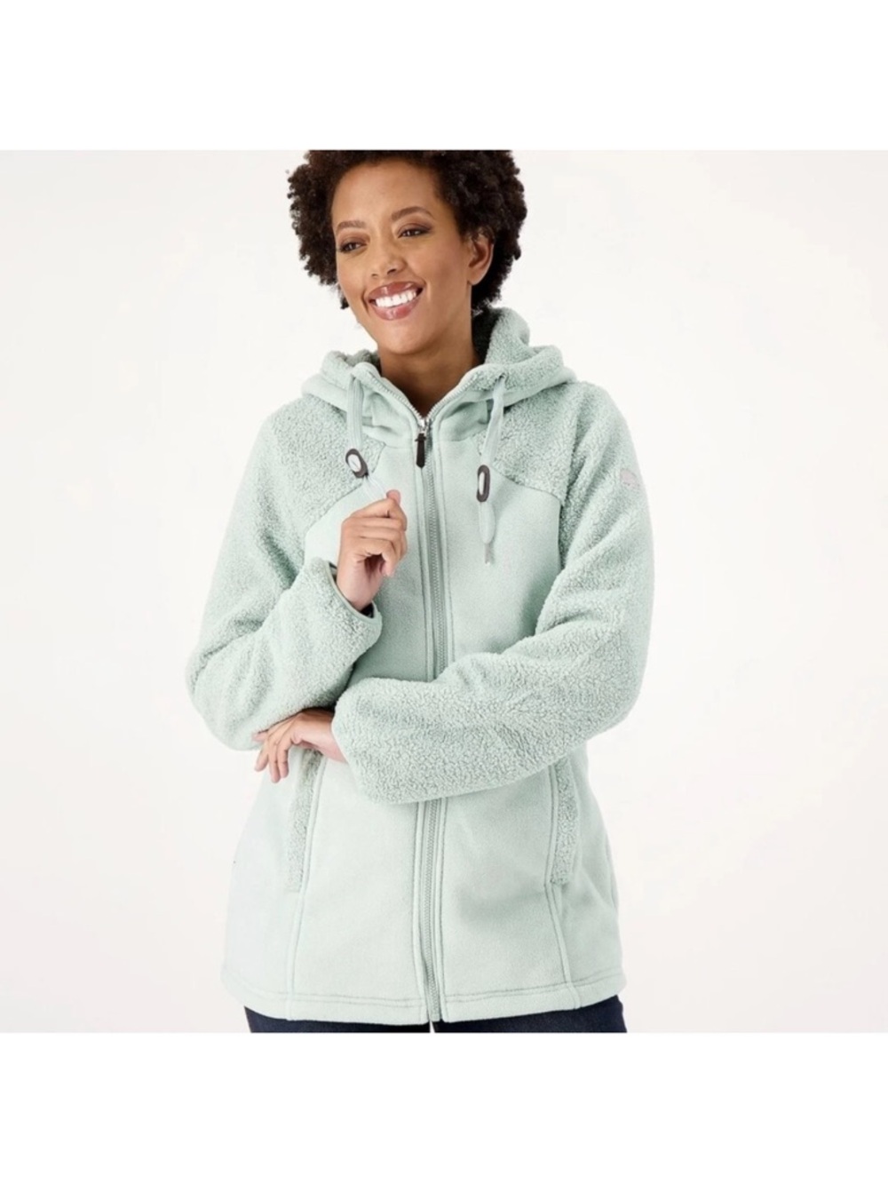 Koolaburra by UGG Sherpa Hoodie Jacket Zip Front Cozy Fleece Large